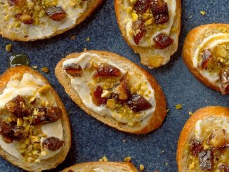 Pistachio and Date Ricotta Crostini