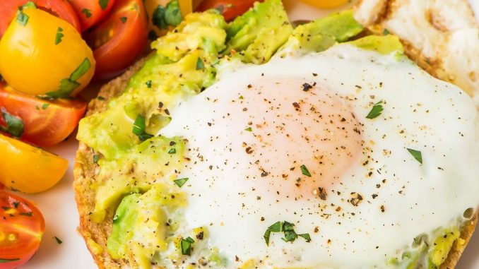 Bagel Egg in a Hole with Smashed Avocado