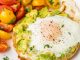 Bagel Egg in a Hole with Smashed Avocado