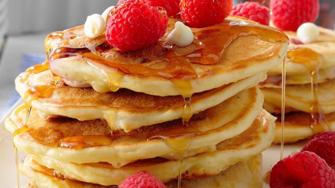 White Chocolate Raspberry Pancakes
