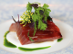 Recette Thon rouge Ikejime laqué au jus groseille, crème Burrata