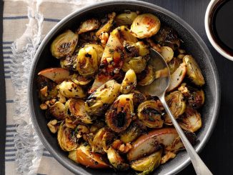 Roasted Brussels Sprouts with Pears