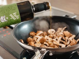 brown and black mushroom on black frying pan