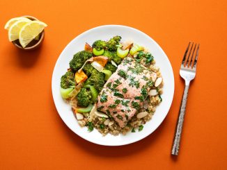 broccoli with meat on plate