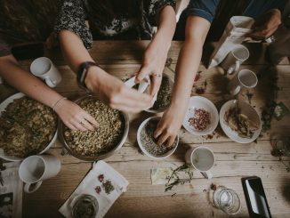 people mixing items on bowl